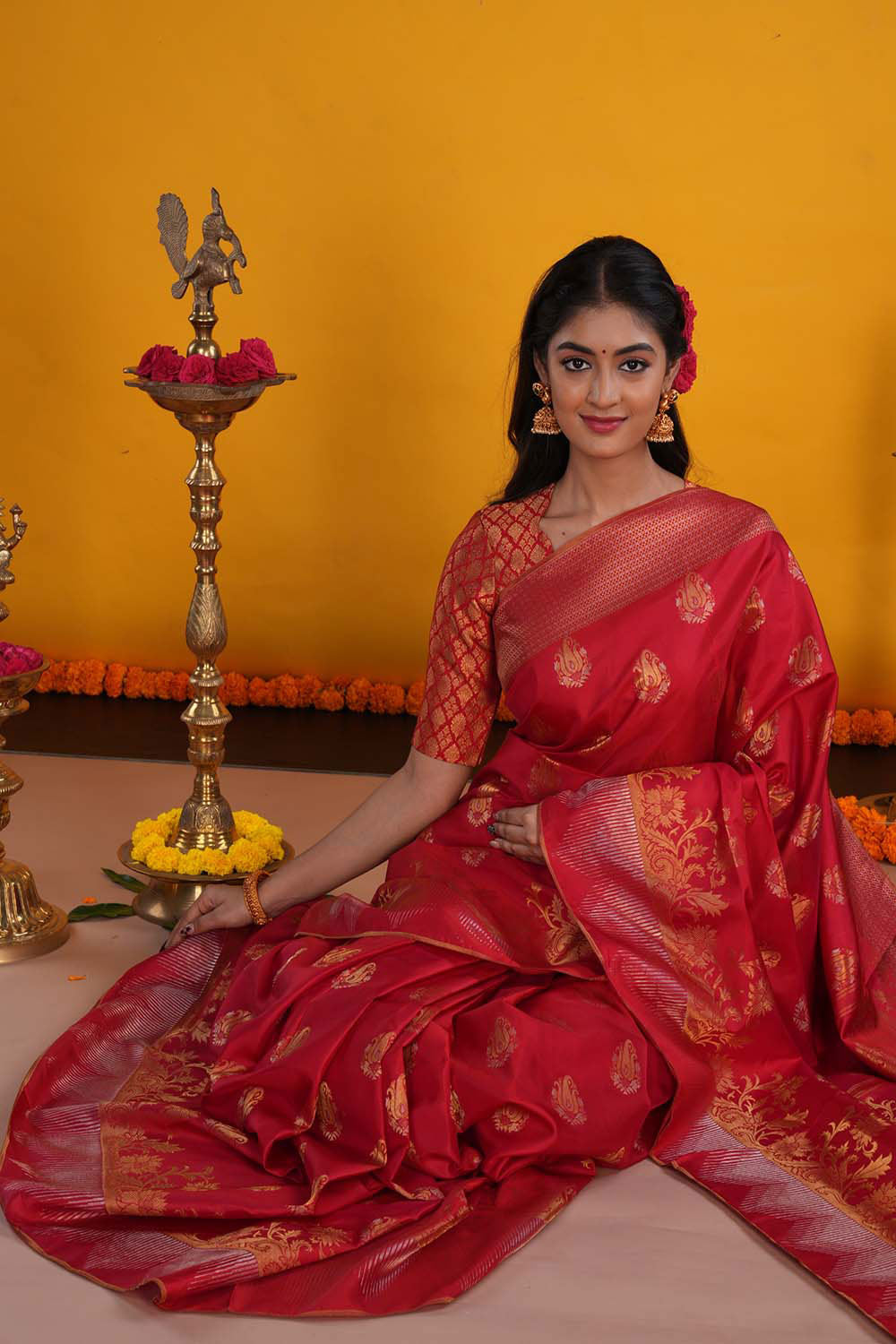 Image of Red Kanchipattu Saree